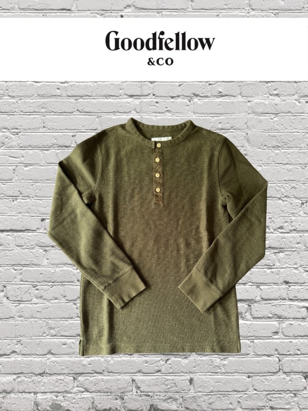 Goodfellow & Co Olive Green Henley Shirt Mens Small